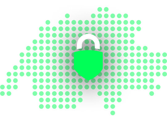 Swiss data protection visualization with lock icon
